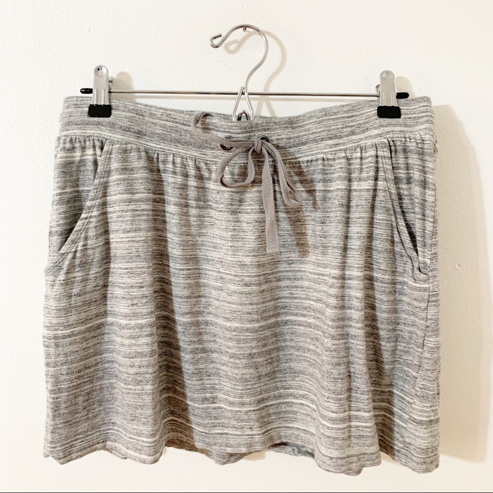 Ann Taylor LOFT Cotton Jersey Knit Skirt Drawstring Waist Striped Affect Gray 🩶